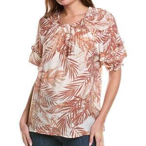 New Palm Tree Nanette‎ Lepore Ruffle Trim Blouse SZ L